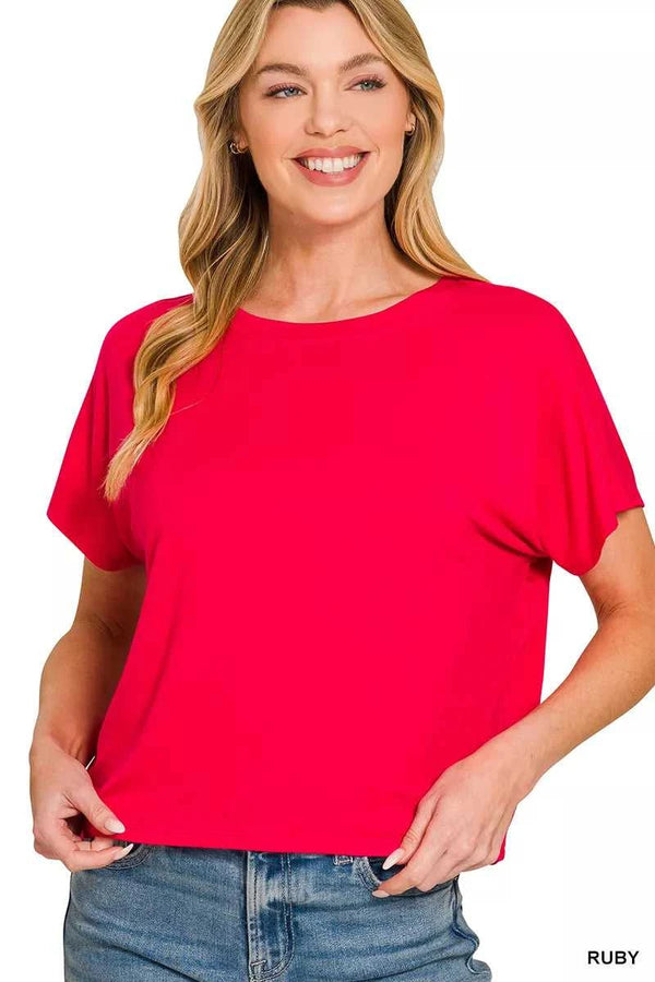 Zenana Round Neck Short Sleeve Cropped T-Shirt 100100378541413 22 Affordable Fashion Under $100 Jerry's Apparel 