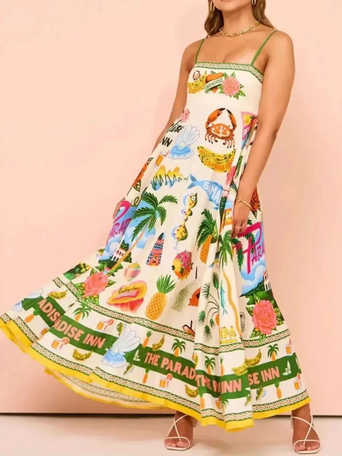 Printed Square Neck Cami Maxi Dress
