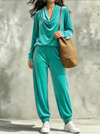 Full Size Velvet Cowl Neck Top and Pants Set Plus Size 101001490771294 53 Affordable Fashion Under $100 Jerry's Apparel 