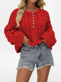 Chic Cable Knit Half-Button Openwork Sweater 100100449594474 54 Affordable Fashion Under $100 Jerry's Apparel 