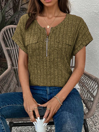 Zip-Front Short Sleeve T-Shirt