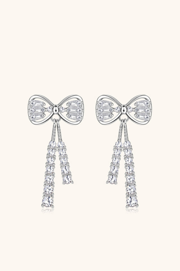 1.12 Carat Moissanite 925 Sterling Silver Bow Earrings