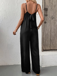 Lace Trim V-Neck Wide Leg Jumpsuit
