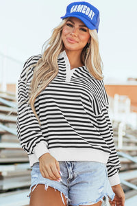 Striped Dropped Shoulder Long Sleeve Sweatshirt