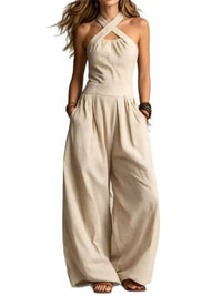 Full Size Halter Neck Wide-Leg Jumpsuit Plus Size 101001857800379 54 Affordable Fashion Under $100 Jerry's Apparel 