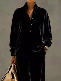 Full Size Half Button Top and Wide Leg Pants Set Plus Size 101001300812534 65 Affordable Fashion Under $100 Jerry's Apparel 