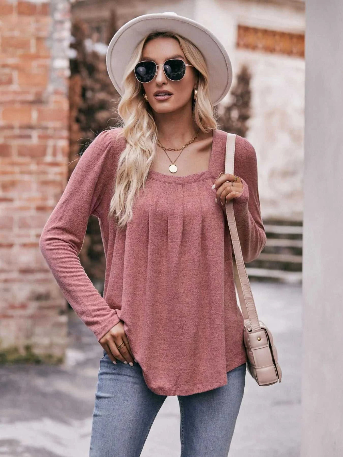 Square Neck Long Sleeve T-Shirt 100100618971989 31 Affordable Fashion Under $100 Jerry's Apparel 