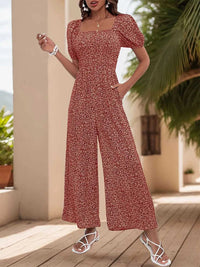 Printed Square Neck Puff Sleeve Jumpsuit 100100346581755 31 Affordable Fashion Under $100 Jerry's Apparel 