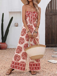 Floral Print Strapless Wide Leg Jumpsuit 100100347268160 42 Affordable Fashion Under $100 Jerry's Apparel 