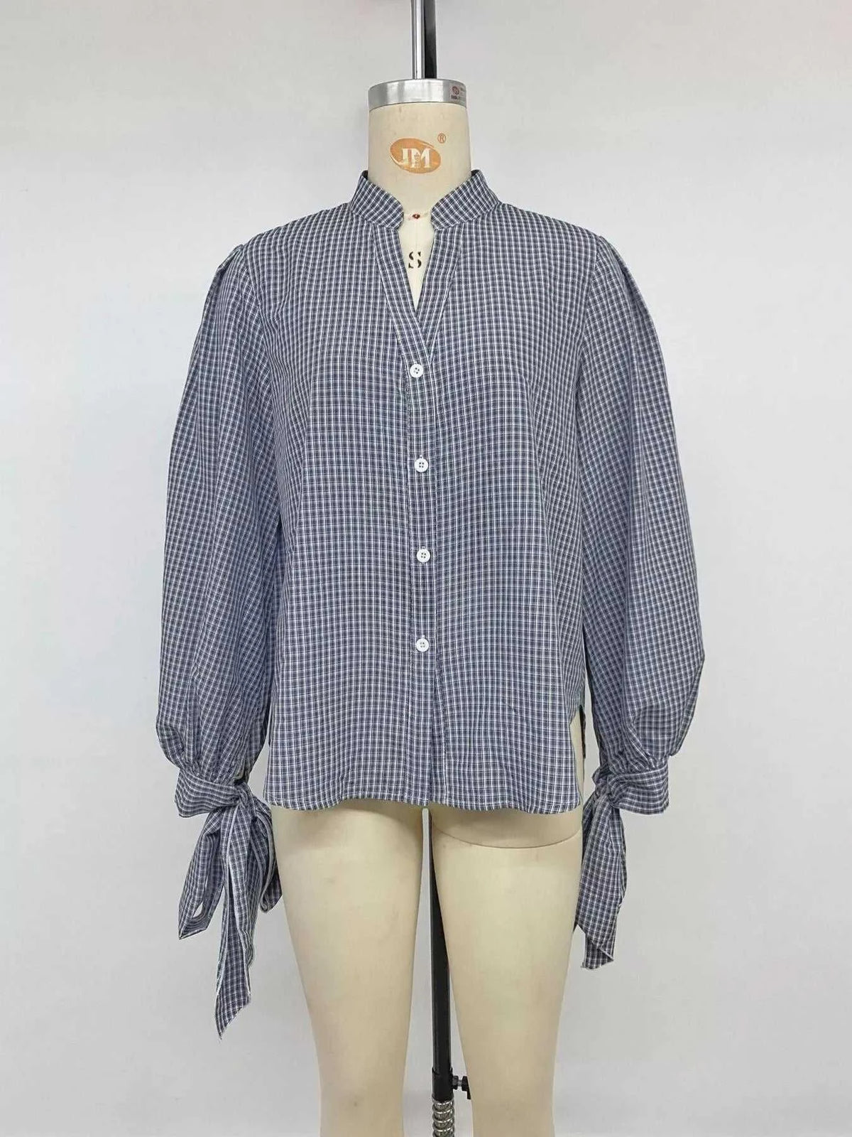 Gingham Button Up Shirt with Tie-Sleeve Detail 101001756453060 45 Affordable Fashion Under $100 Jerry's Apparel 