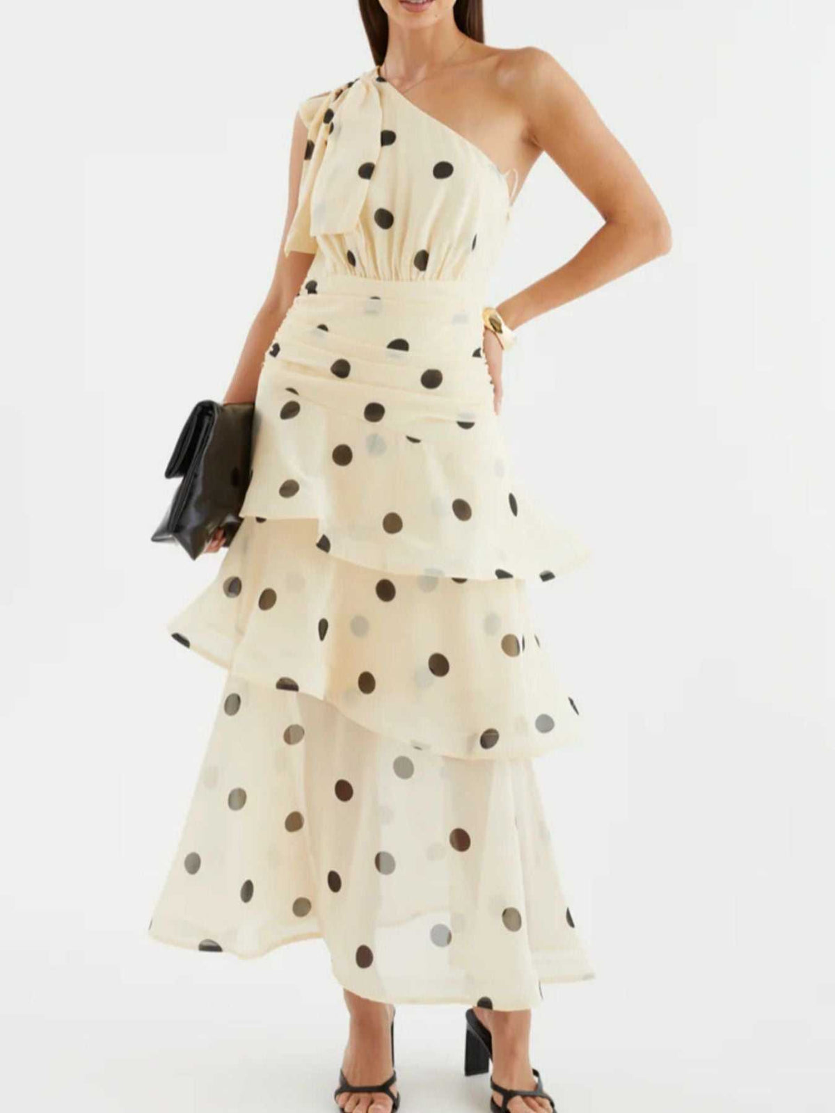 Polka Dot One-Shoulder Ruffle Dress 100100403782395 65 Gifts for Her Jerry's Apparel 