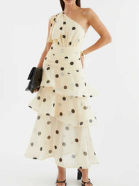 Polka Dot One-Shoulder Ruffle Dress 100100403782395 65 Gifts for Her Jerry's Apparel 