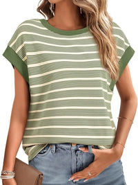 Striped Round Neck Casual T-Shirt