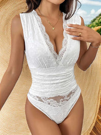 Perfee Lace V-Neck Sleeveless Bodysuit 100100407891261 29 Gifts for Her Jerry's Apparel 