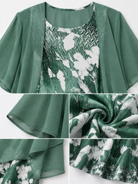 Full Size Floral Print Midi Dress and Chiffon Cardigan Set Plus Size 101001950650233 50 Affordable Fashion Under $100 Jerry's Apparel 
