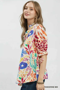 Umgee V-Neck Ruffle Trim Puff Sleeve Top 100100274951331 49 Affordable Fashion Under $100 Jerry's Apparel 