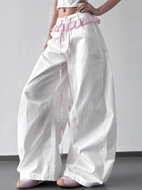 Wide Leg Drawstring Casual Pants