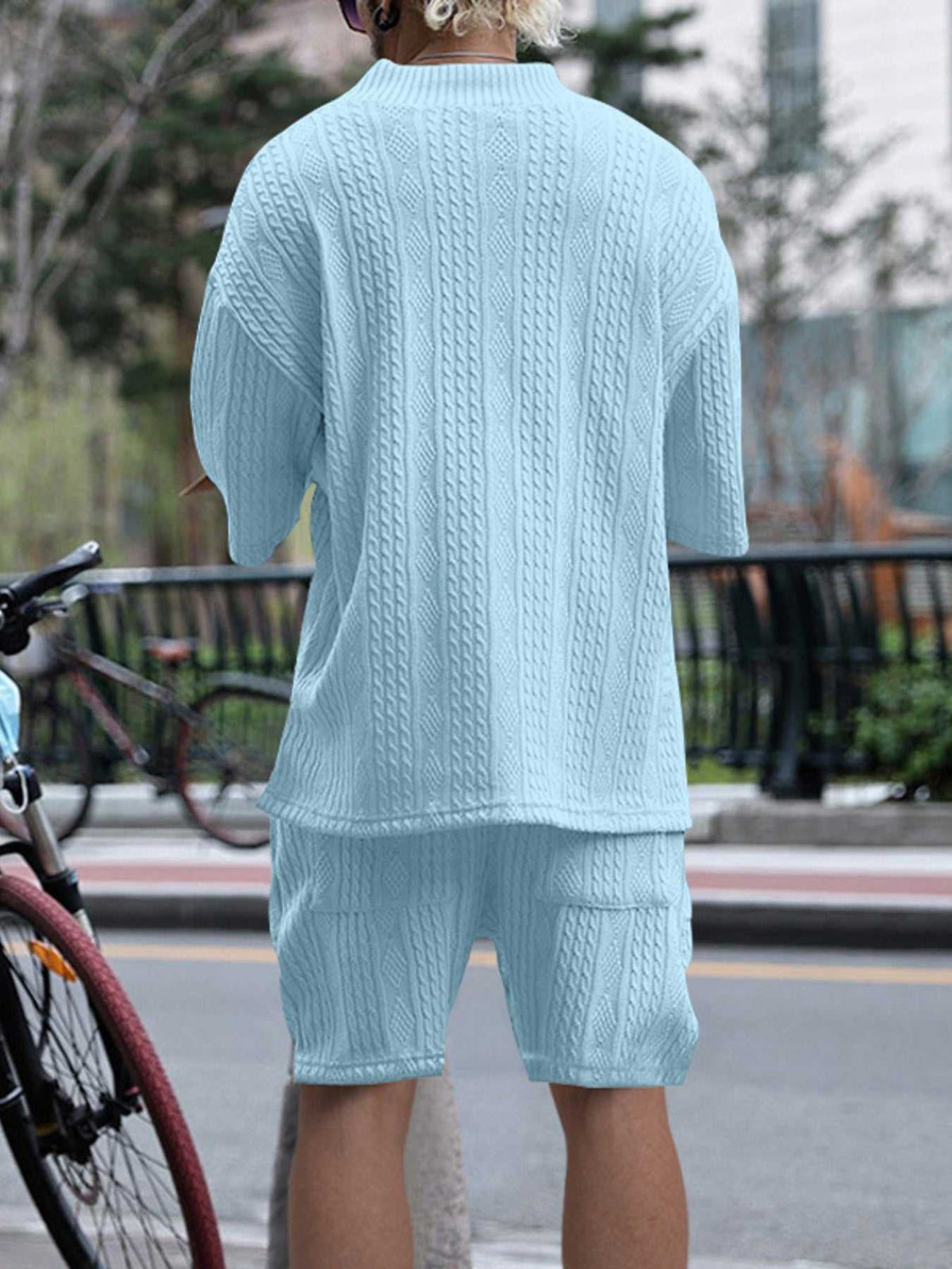 Men's Full Size Casual Knit V-Neck Short Sleeve Top and Shorts Set Plus Size 100400200384867 38 Men's Sets Jerry's Apparel 