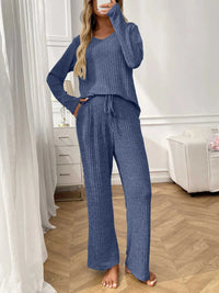 Ribbed Long Sleeve Top and Pants Lounge Set 100100460626810 43 Affordable Fashion Under $100 Jerry's Apparel 