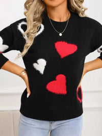 Valentine's Day Heart Pattern Knit Sweater 100100558392039 50 Gifts for Her Jerry's Apparel 