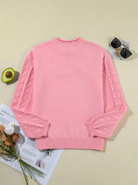 Textured Notched Long Sleeve Sweater 100100103191441 56 Affordable Fashion Under $100 Jerry's Apparel 