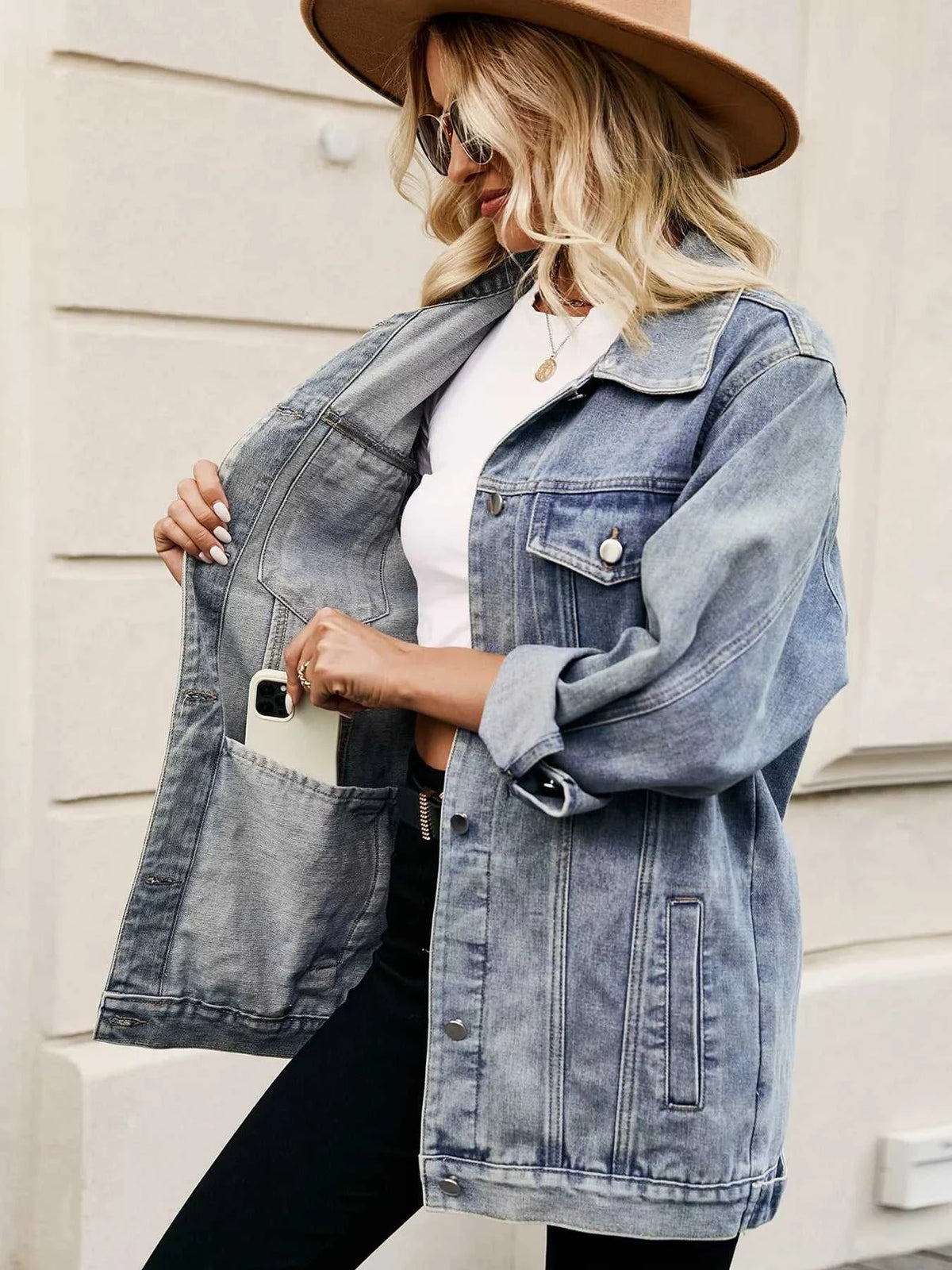 Button Up Long Sleeve Denim Jacket 100100316291883 79 Affordable Fashion Under $100 Jerry's Apparel 