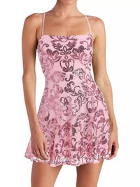 Sequin Square Neck Mini Dress 101001434570366 56 Women's Dress Gifts for Her Jerry's Apparel 