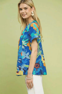 Umgee Abstract Floral Pleated Blouse 100100045911833 49 Affordable Fashion Under $100 Jerry's Apparel 