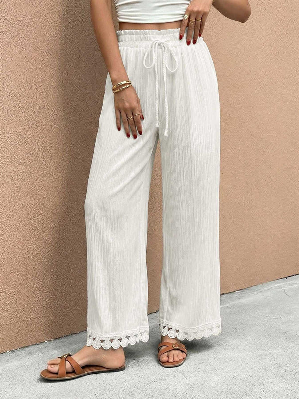 Lace Trim Wide Leg Pants 100100538530343 34 Affordable Fashion Under $100 Jerry's Apparel 