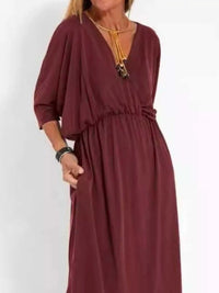 Full Size V-Neck Batwing Sleeve Maxi Dress with Side Slits Plus Size 100100963539918 27 Affordable Fashion Under $100 Jerry's Apparel 