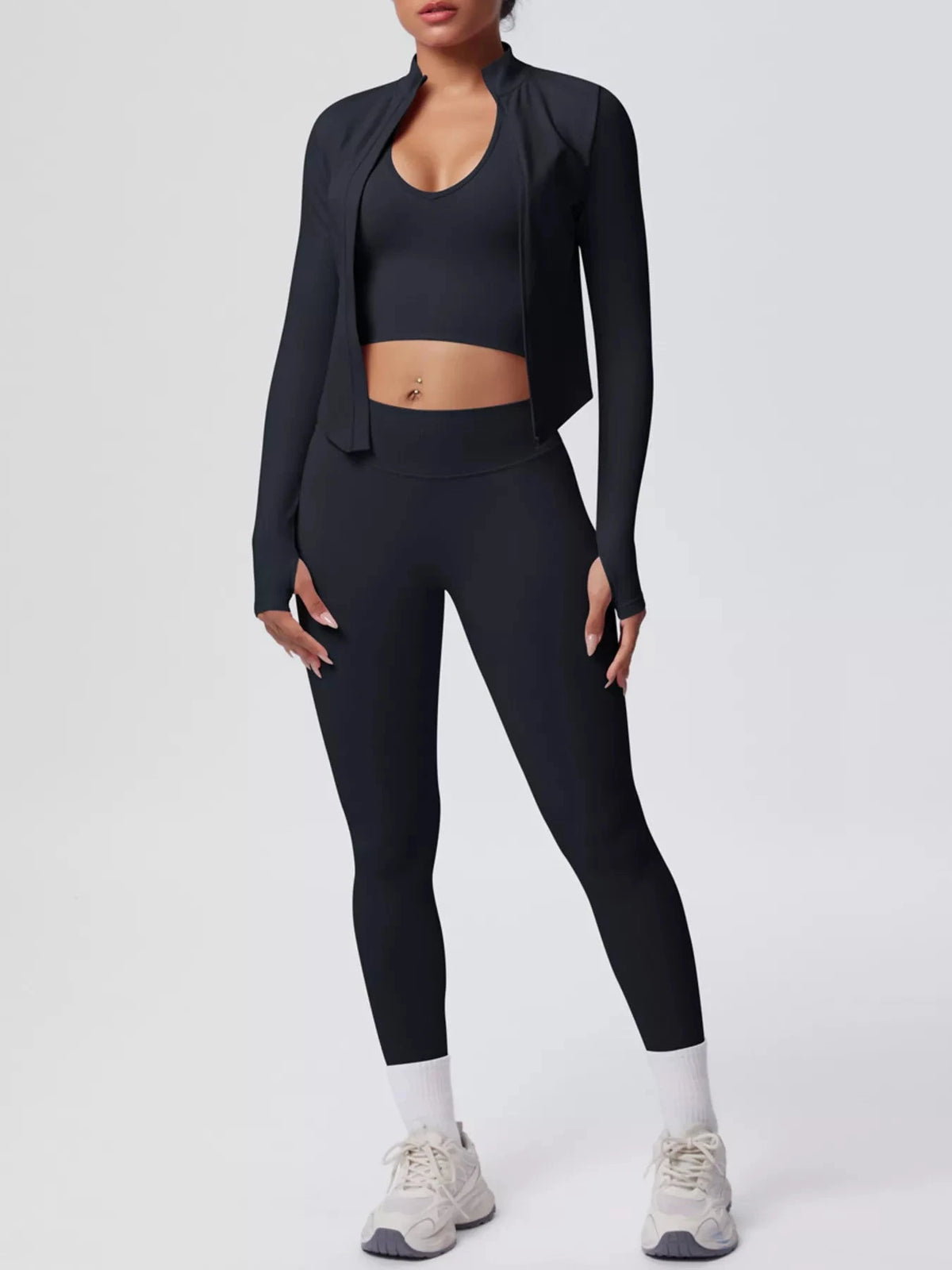 Tank & Zip-Up Jacket and Leggings Three-Piece Active Set 101006896695096 129 Comfortable Weekend Sets Jerry's Apparel 