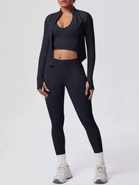 Tank & Zip-Up Jacket and Leggings Three-Piece Active Set 101006896695096 129 Comfortable Weekend Sets Jerry's Apparel 