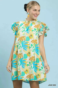 Umgee Ruffled Botanical Print Mini Dress 100100325941919 62 Gifts for Her Jerry's Apparel 