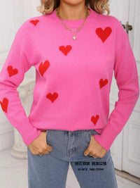 Valentine's Day Heart Print Round Neck Sweater 100100226503110 49 Affordable Fashion Under $100 Jerry's Apparel 