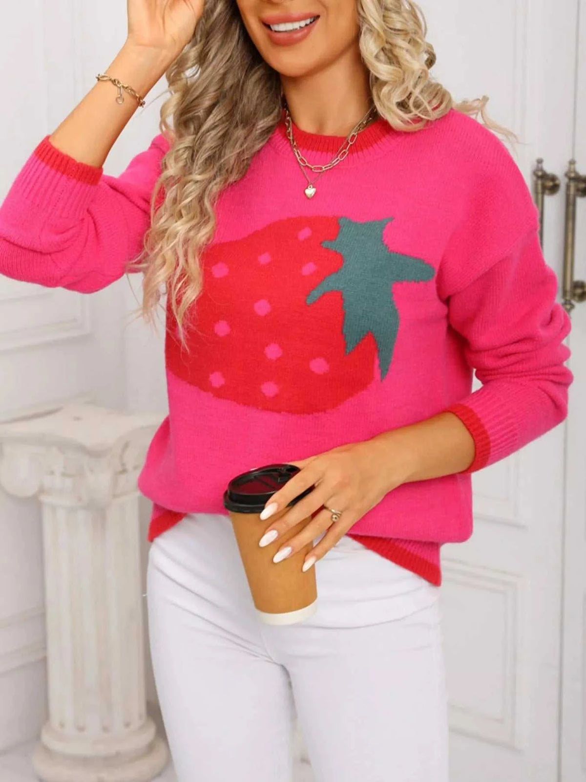 Strawberry Crew Neck Sweater 100100080501266 49 Affordable Fashion Under $100 Jerry's Apparel 