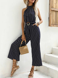 Polka Dot Halter Neck Wide Leg Jumpsuit 100100526983113 42 Affordable Fashion Under $100 Jerry's Apparel 