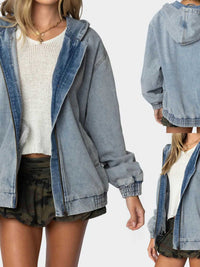Hooded Oversized Zip Up Denim Jacket 100100161894266 77 Affordable Fashion Under $100 Jerry's Apparel 