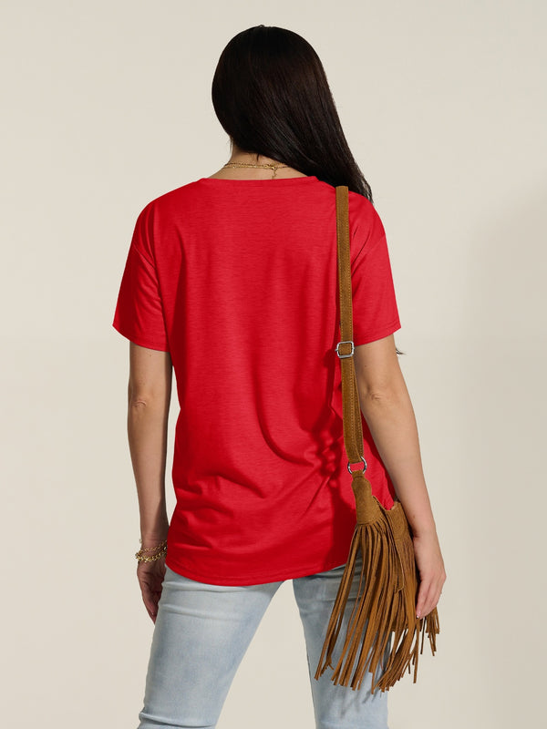 Cat Round Neck Dropped Shoulder T-Shirt