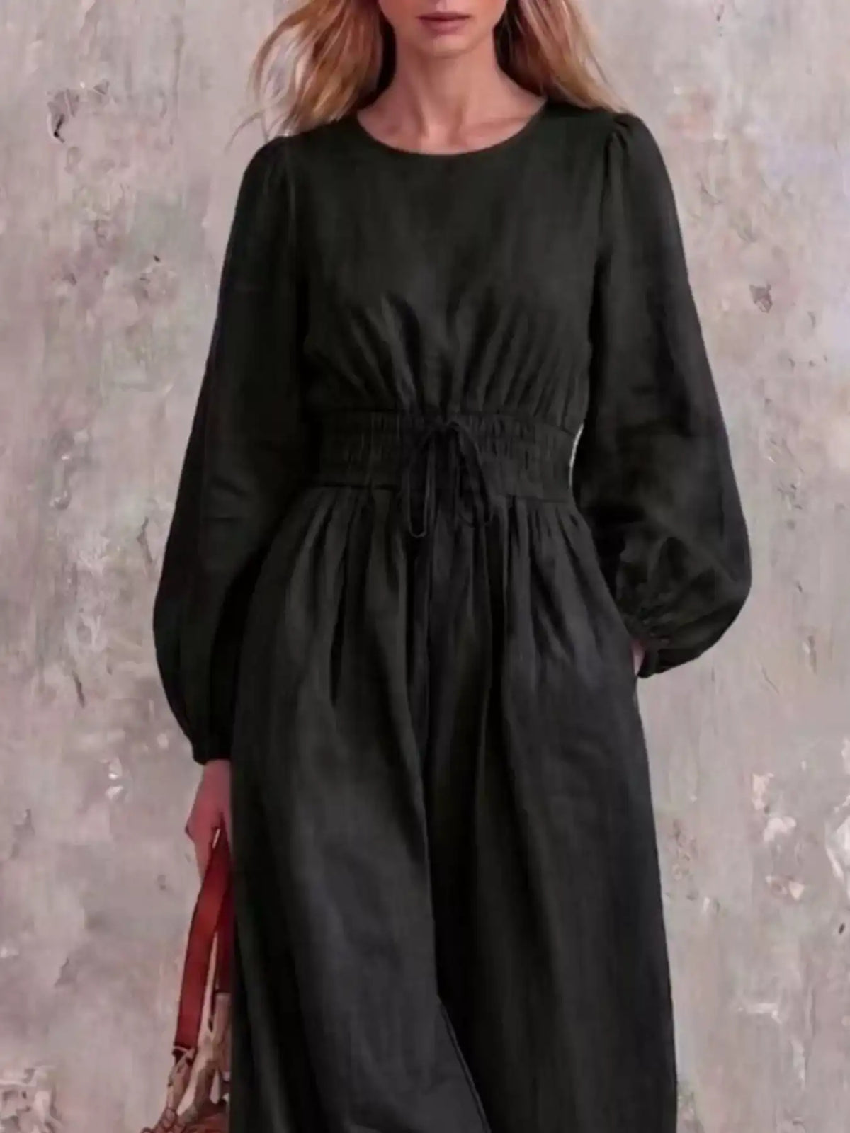 Smocked Waist Long-Sleeve Jumpsuit 101001514200781 49 Affordable Fashion Under $100 Jerry's Apparel 