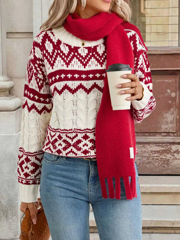Christmas Cable Knit Long Sleeve Sweater 100100726703764 59 Affordable Fashion Under $100 Jerry's Apparel 