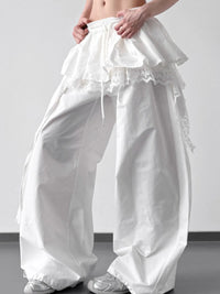 Lace Ruffled Wide Leg Pants