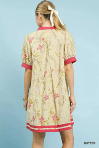 Umgee Floral Puff Sleeve Dress with Contrast Trim 100100153901822 62 Gifts for Her Jerry's Apparel 