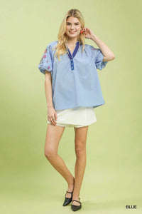 Umgee Embroidered Stripe Top 100100087431055 55 Affordable Fashion Under $100 Jerry's Apparel 