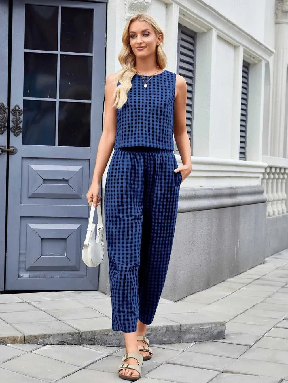 Plaid Sleeveless Top and Pants Set 100100045523661 39 Affordable Fashion Under $100 Jerry's Apparel 