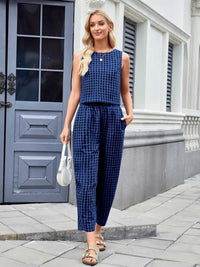 Plaid Sleeveless Top and Pants Set 100100045523661 39 Affordable Fashion Under $100 Jerry's Apparel 