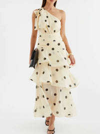 Polka Dot One-Shoulder Ruffle Dress 100100403782395 65 Gifts for Her Jerry's Apparel 