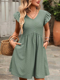 Ruffle Sleeve V-Neck A-Line Dress 100100170481531 30 Affordable Fashion Under $100 Jerry's Apparel 
