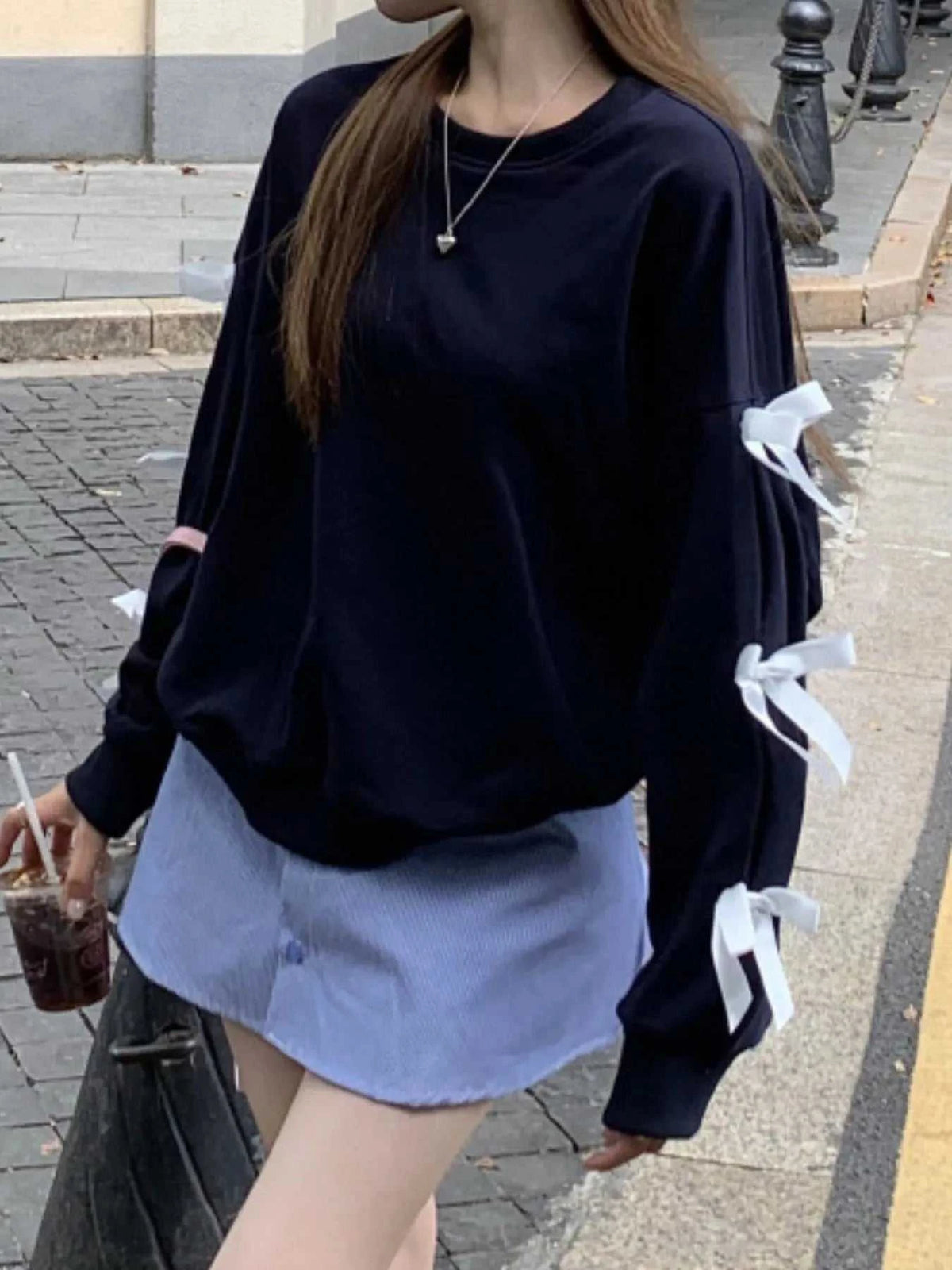 Bow-Detailed Sleeve Round Neck Sweatshirt 100100371621745 31 Affordable Fashion Under $100 Jerry's Apparel 