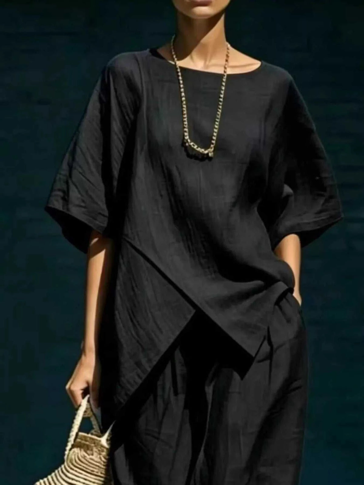 Full Size Asymmetric Top and Wide-Leg Pants Set Plus Size 101001701257915 41 Affordable Fashion Under $100 Jerry's Apparel 