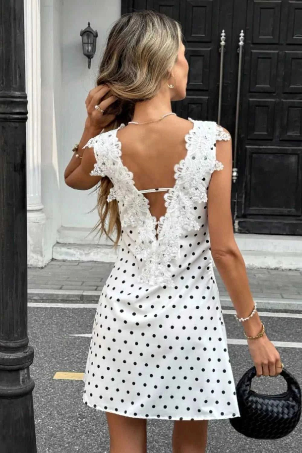 Lace Trim Polka Dot Mini Dress 100100140201239 39 Affordable Fashion Under $100 Jerry's Apparel 